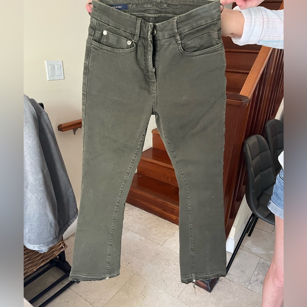 Pamela Henson Olive Green flared jeans